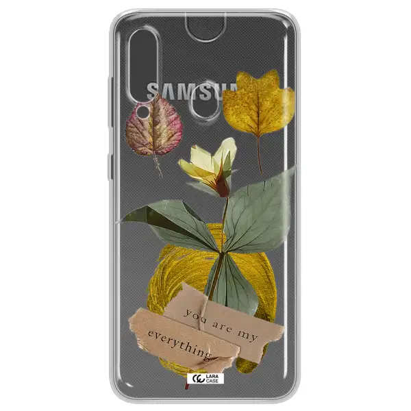 A Flower With Leaves And A Box Samsung A60 Clear Tpu Case