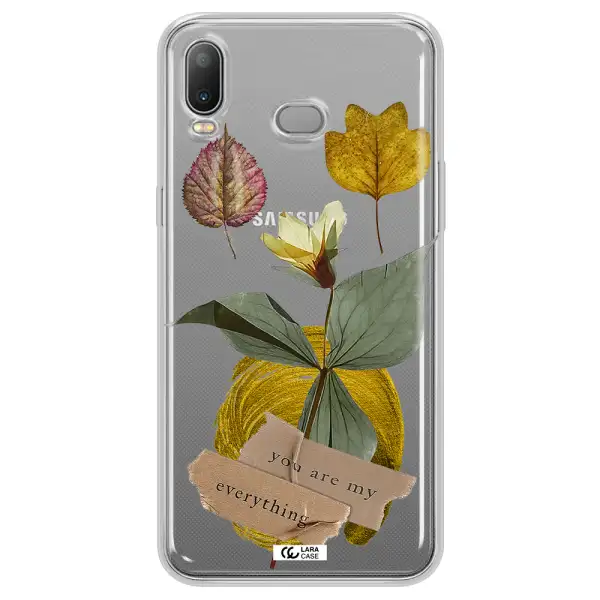 A Flower With Leaves And A Box Samsung A6S Clear Tpu Case