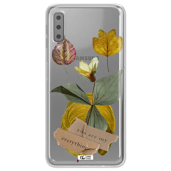 A Flower With Leaves And A Box Samsung A7 2018 Clear Tpu Case