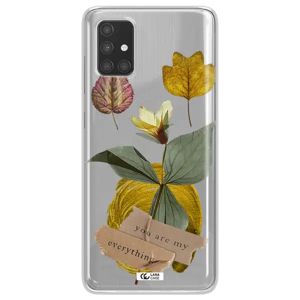 A Flower With Leaves And A Box Samsung A71 Clear Tpu Case