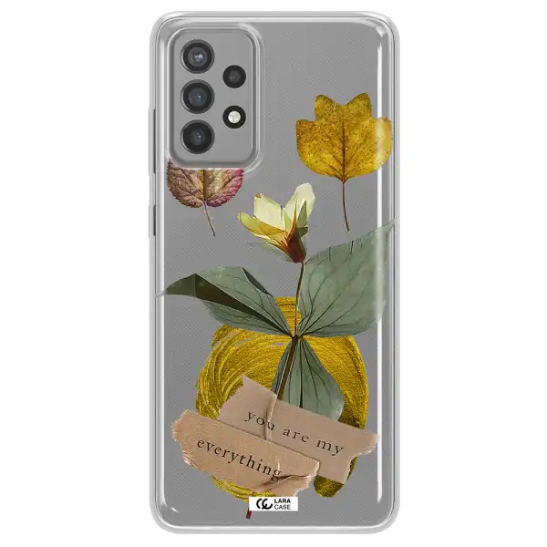 A Flower With Leaves And A Box Samsung A72 Clear Tpu Case