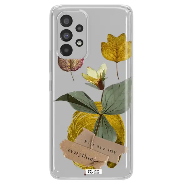 A Flower With Leaves And A Box Samsung A73 Clear Tpu Case