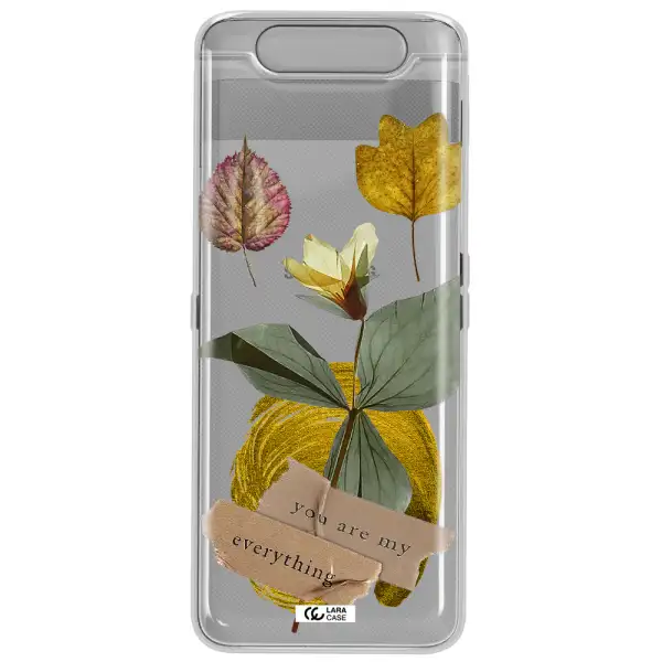 A Flower With Leaves And A Box Samsung A80 Clear Tpu Case