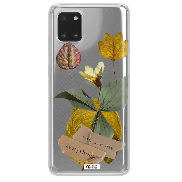 A Flower With Leaves And A Box Samsung A81 Clear Tpu Case