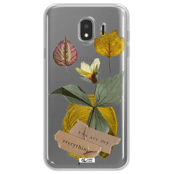 A Flower With Leaves And A Box Samsung J4 Clear Tpu Case