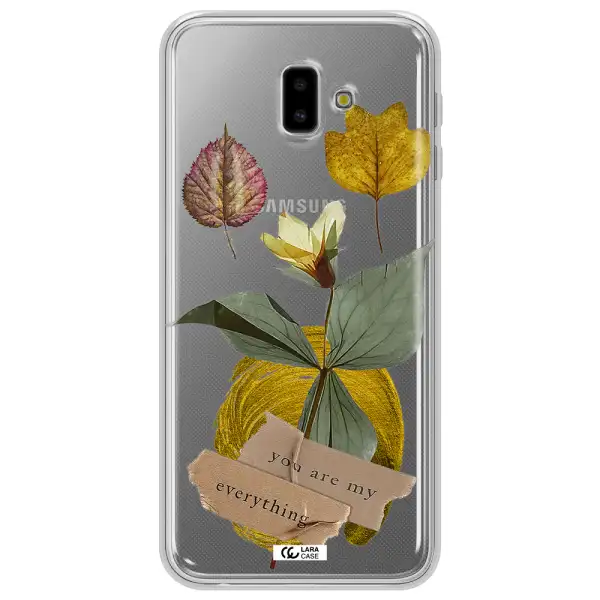 A Flower With Leaves And A Box Samsung J6 Plus Clear Tpu Case