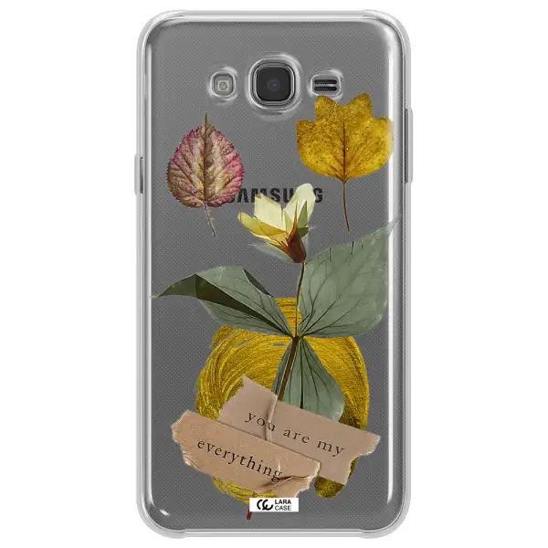 A Flower With Leaves And A Box Samsung J7 Clear Tpu Case