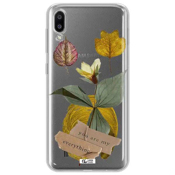 A Flower With Leaves And A Box Samsung M10 Clear Tpu Case