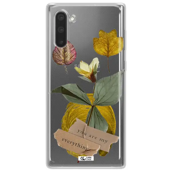 A Flower With Leaves And A Box Samsung Note 10 Clear Tpu Case