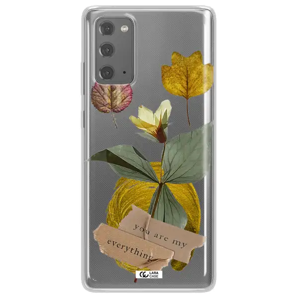 A Flower With Leaves And A Box Samsung Note 20 Clear Tpu Case