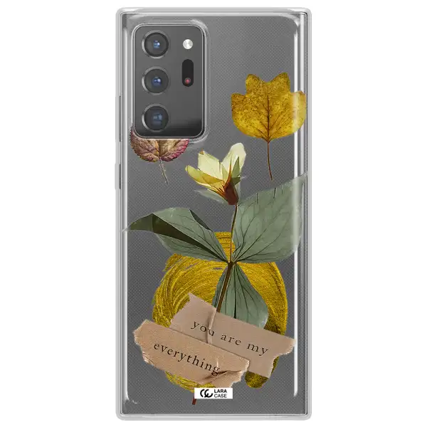 A Flower With Leaves And A Box Samsung Note 20 Ultra Clear Tpu Case