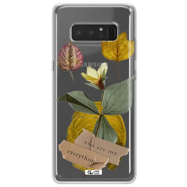 A Flower With Leaves And A Box Samsung Note 8 Clear Tpu Case