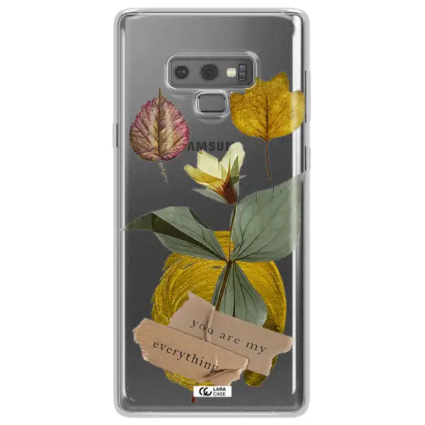 A Flower With Leaves And A Box Samsung Note 9 Clear Tpu Case