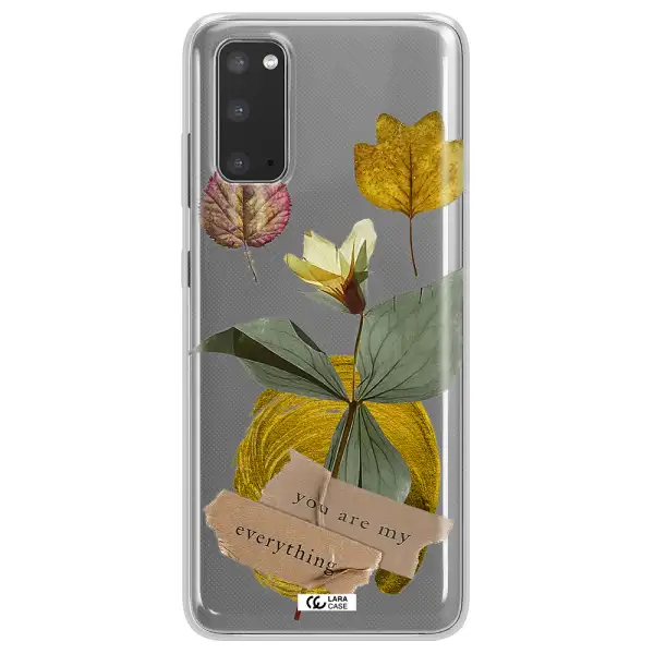A Flower With Leaves And A Box Samsung S20 Clear Tpu Case
