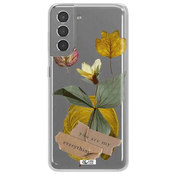 A Flower With Leaves And A Box Samsung S21 Plus Clear Tpu Case