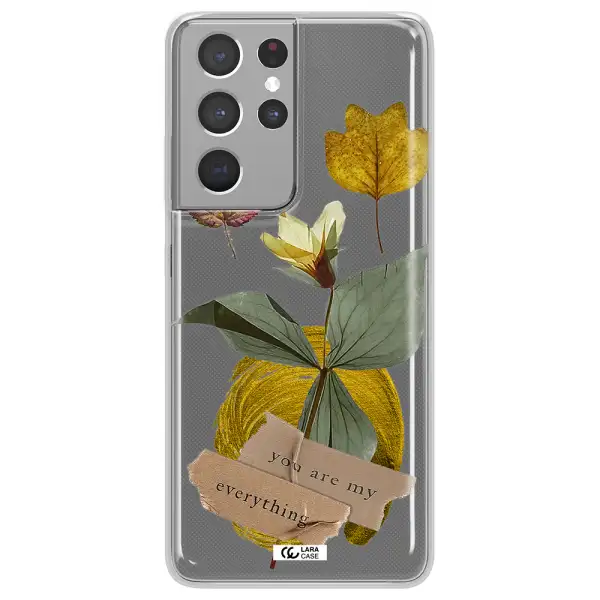 A Flower With Leaves And A Box Samsung S21 Ultra Clear Tpu Case