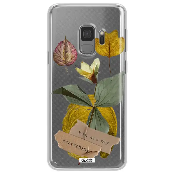 A Flower With Leaves And A Box Samsung S9 Clear Tpu Case