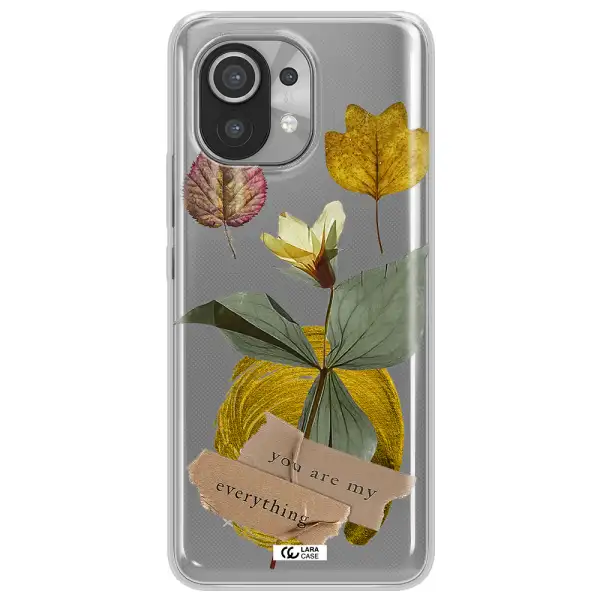 A Flower With Leaves And A Box Xiaomi Mi 11 Clear Tpu Case