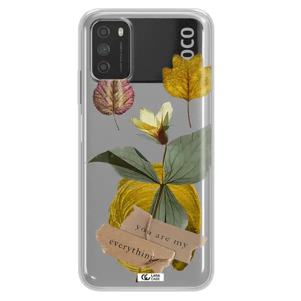 A Flower With Leaves And A Box Xiaomi Poco M3 Clear Tpu Case