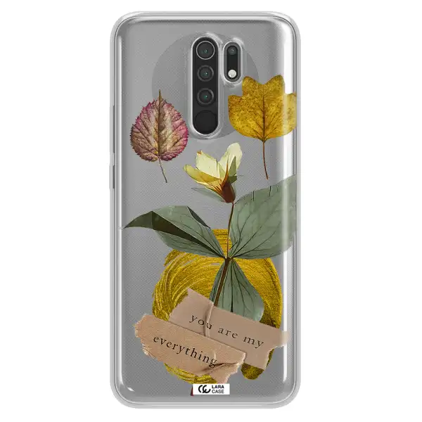 A Flower With Leaves And A Box Xiaomi Redmi 9 Clear Tpu Case