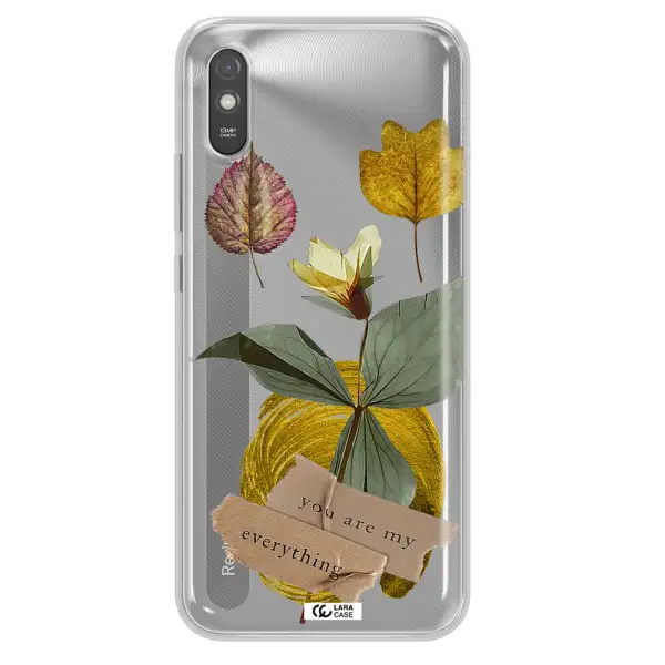 A Flower With Leaves And A Box Xiaomi Redmi 9A Clear Tpu Case