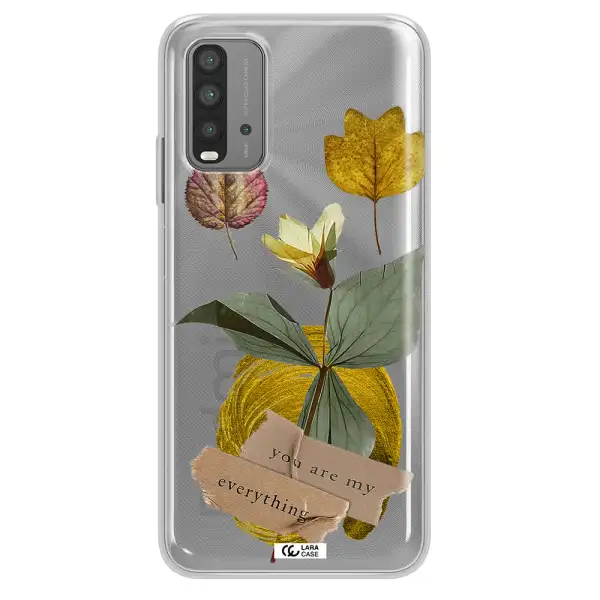 A Flower With Leaves And A Box Xiaomi Redmi 9T Clear Tpu Case