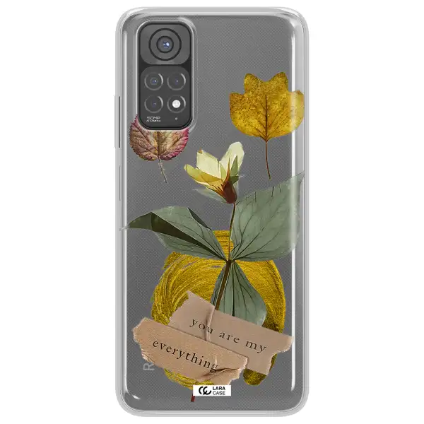 A Flower With Leaves And A Box Xiaomi Redmi Note 11 Clear Tpu Case