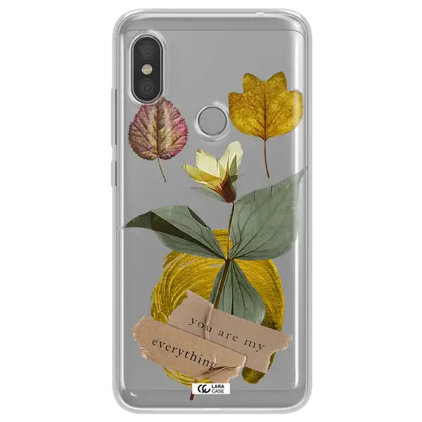 A Flower With Leaves And A Box Xiaomi Redmi Note 6 Pro Clear Tpu Case