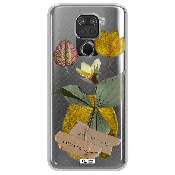 A Flower With Leaves And A Box Xiaomi Redmi Note 9 Clear Tpu Case