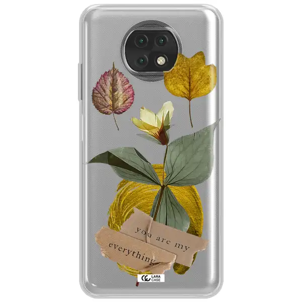 A Flower With Leaves And A Box Xiaomi Redmi Note 9T Clear Tpu Case