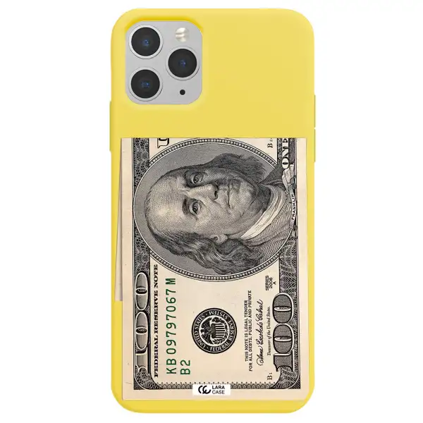 a close-up of a money bill Apple iPhone 11 pro max Silicone canary yellow Case