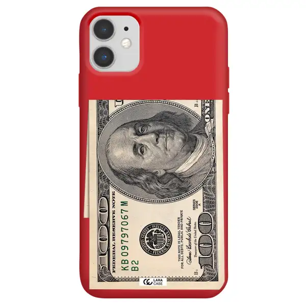 a close-up of a money bill Apple iPhone 11 Silicone Imperial Red Case