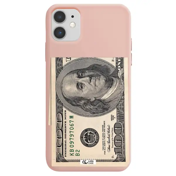 a close-up of a money bill Apple iPhone 11 Silicone pastel pink Case