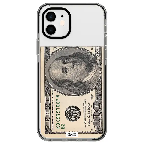 a close-up of a money bill Apple iPhone 12 impact black border Case