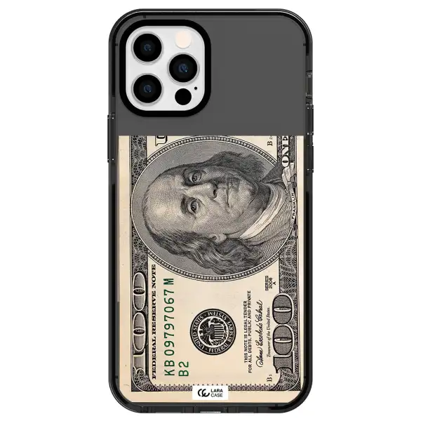 a close-up of a money bill Apple iPhone 12 pro impact Smoke Black Case