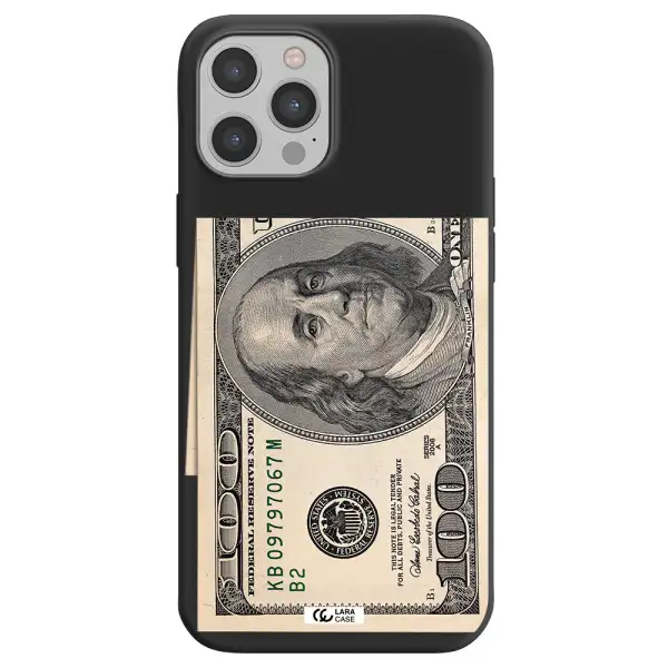 a close-up of a money bill Apple iPhone 12 pro max Silicone black Case