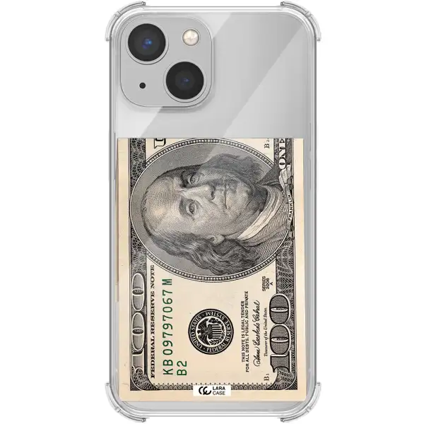 a close-up of a money bill Apple iPhone 13 mini Clear PC Case