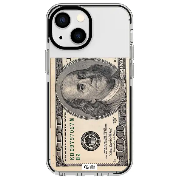 a close-up of a money bill Apple iPhone 13 mini impact black border Case
