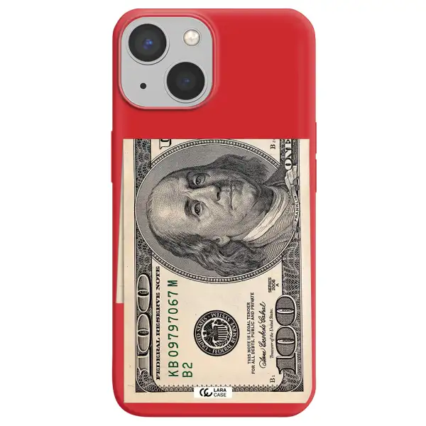 a close-up of a money bill Apple iPhone 13 mini Silicone Imperial Red Case