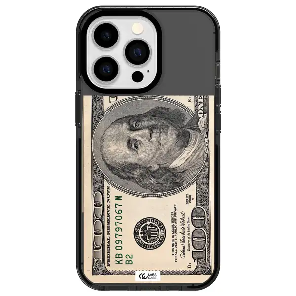 a close-up of a money bill Apple iPhone 13 Pro impact Smoke Black Case