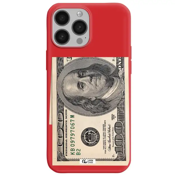 a close-up of a money bill Apple iPhone 13 Pro Silicone Imperial Red Case