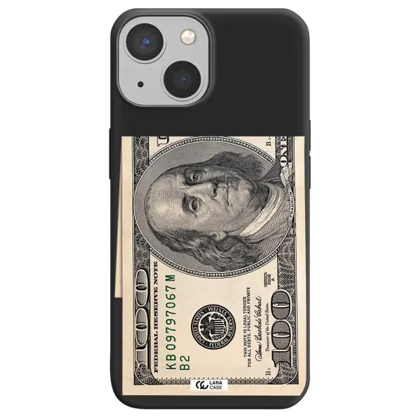 a close-up of a money bill Apple iPhone 13 Silicone black Case