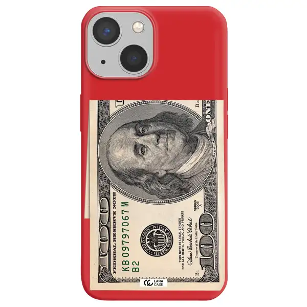 a close-up of a money bill Apple iPhone 13 Silicone Imperial Red Case