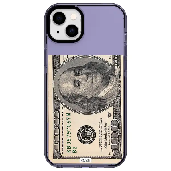 a close-up of a money bill Apple iPhone 14 plus impact Lilac Case