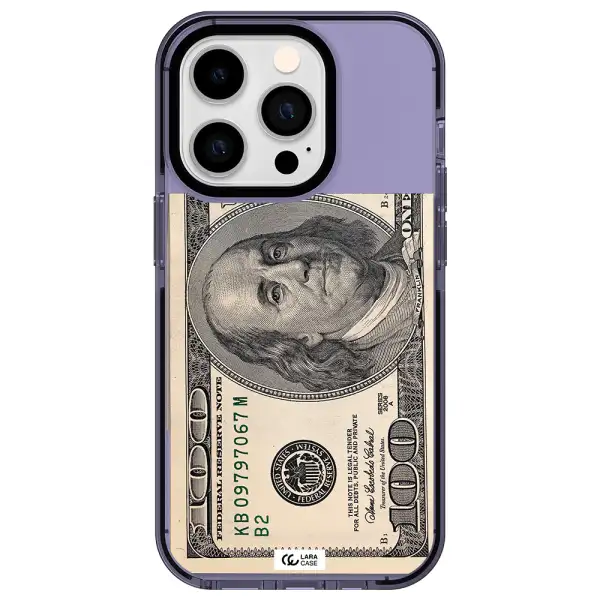 a close-up of a money bill Apple iPhone 14 pro impact Lilac Case