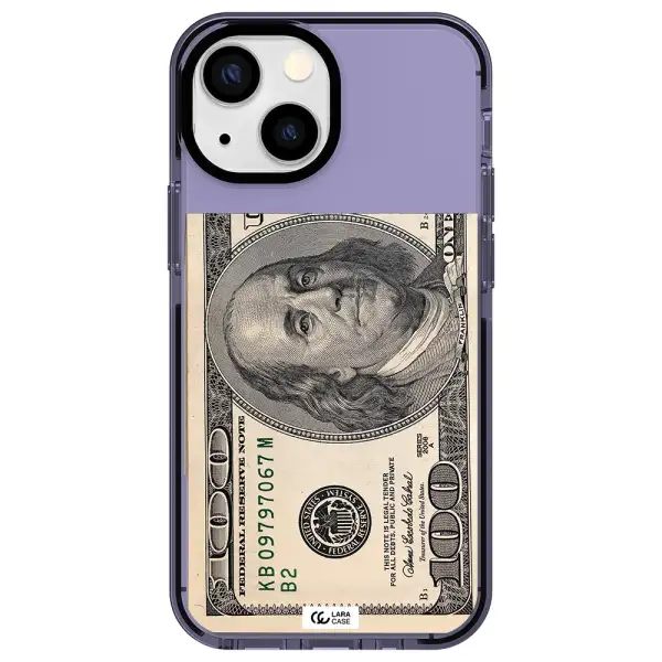 a close-up of a money bill Apple iPhone 15 impact Lilac Case