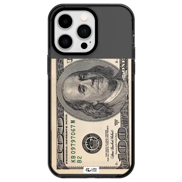 a close-up of a money bill Apple iPhone 15 Pro impact Smoke Black Case