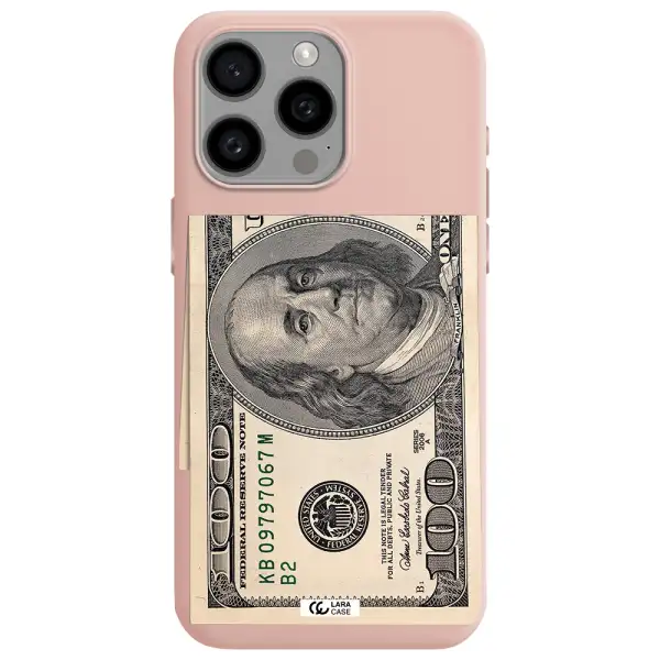 a close-up of a money bill Apple Iphone 15 Pro max Silicone pastel pink Case