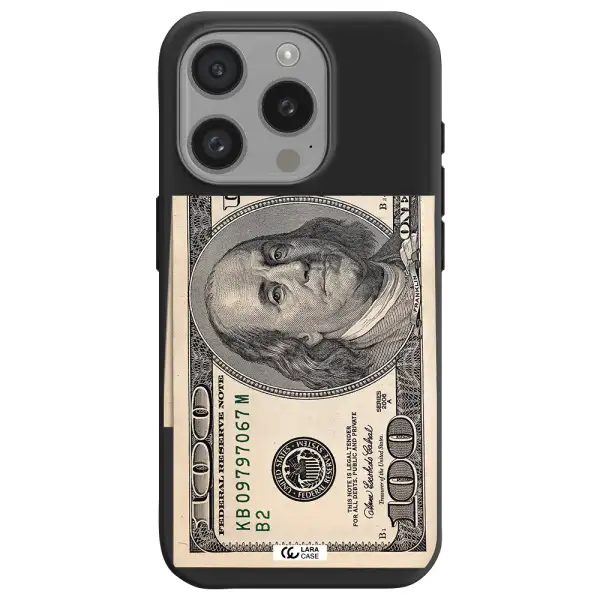 A Close-Up Of A Money Bill Apple Iphone 15 Pro Silicone Black Case