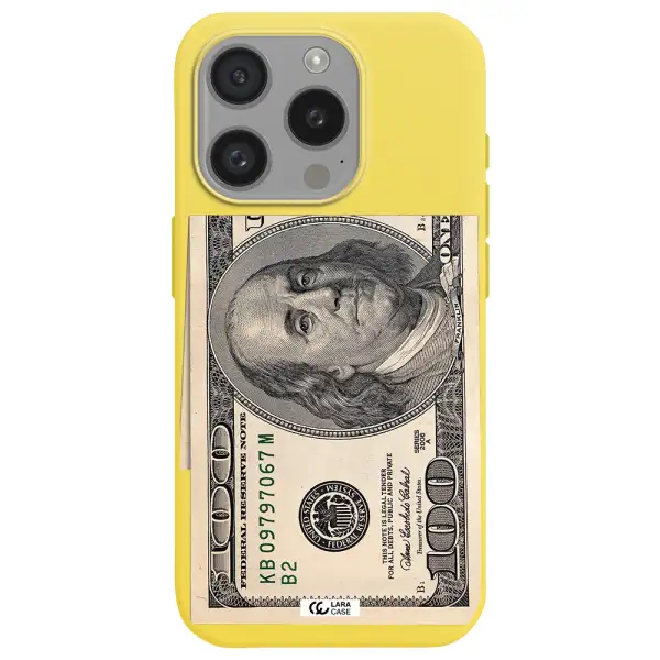 A Close-Up Of A Money Bill Apple Iphone 15 Pro Silicone Canary Yellow Case